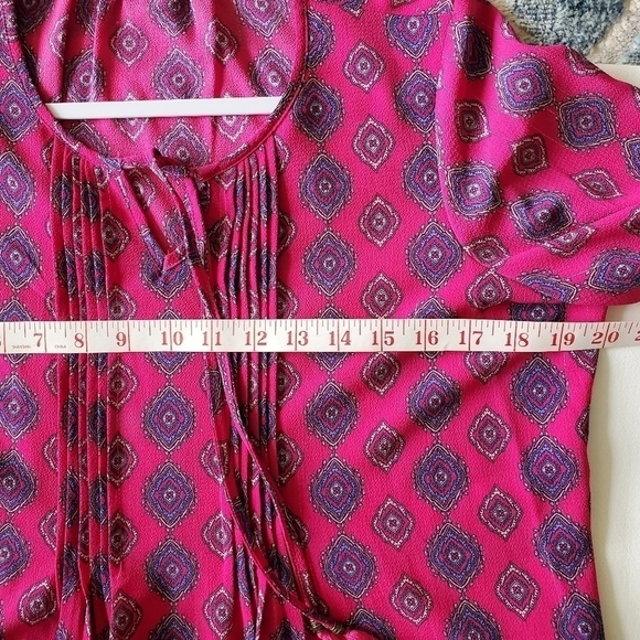 2/$35 SALE RUBY Rd Boho Peasant  Deep Pink flowy sleeve blouse. Size PS LIKE NEW - Picture 7 of 10